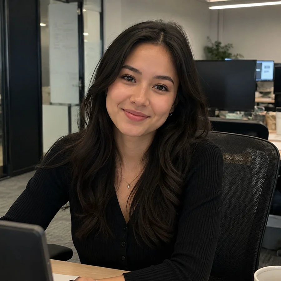 Jenny Morra planning content at her desk