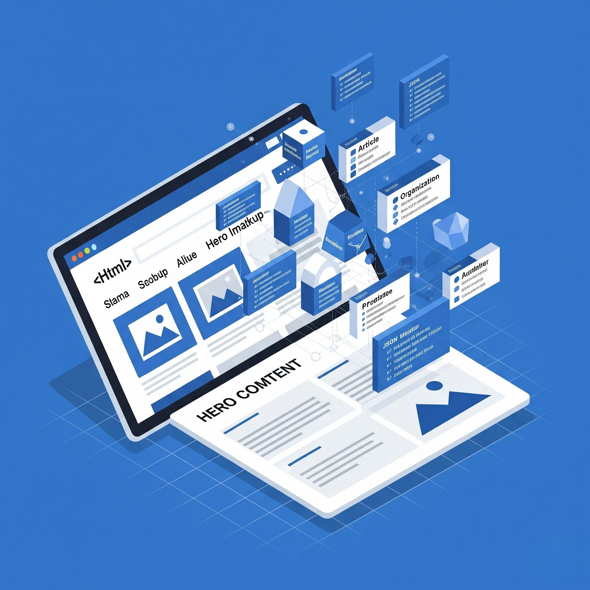 Visual representation of HTML structure connecting to JSON-LD data