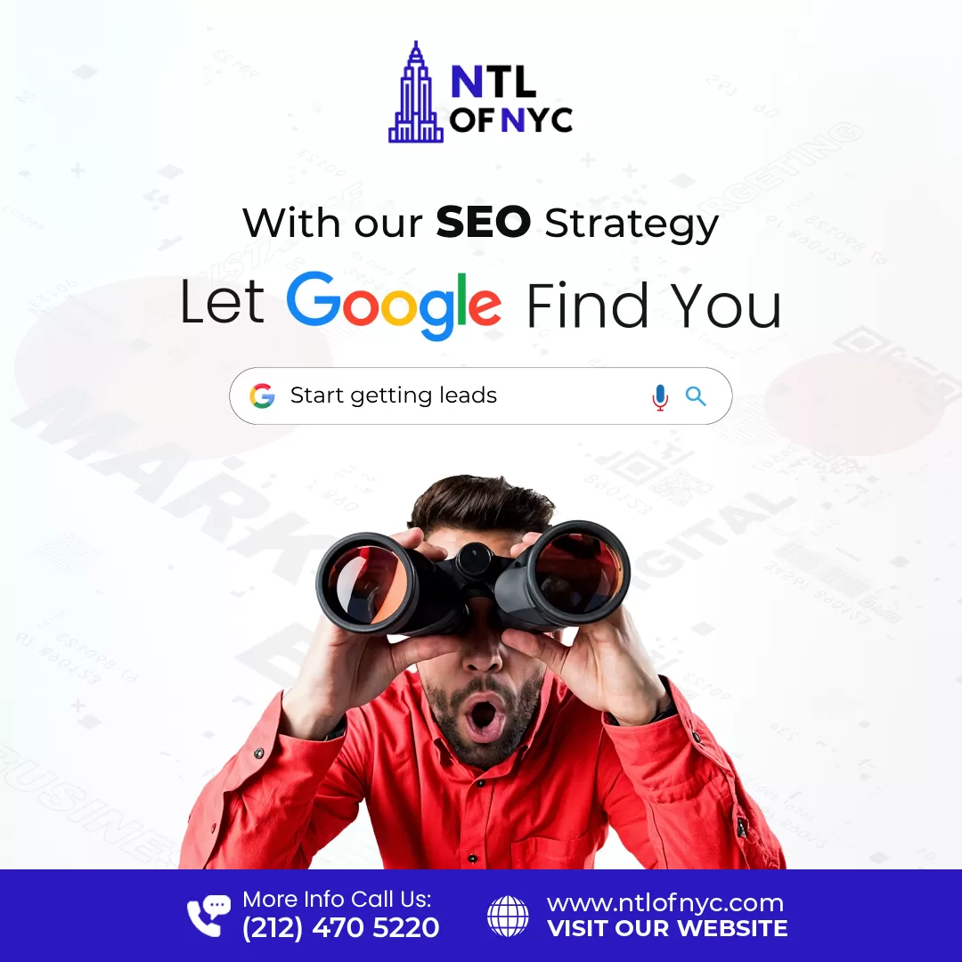 Man looking through binoculars with the text 'Let Google Find You'